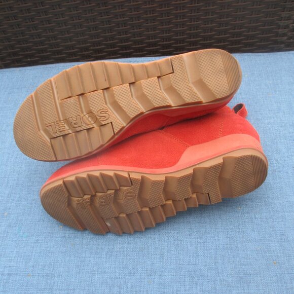 SOREL Women's Evie Pull On Suede Wedge Bootie Waterproof Lug Sole Warp Red~ 9.5 - Picture 11 of 11